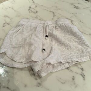 White linen shorts